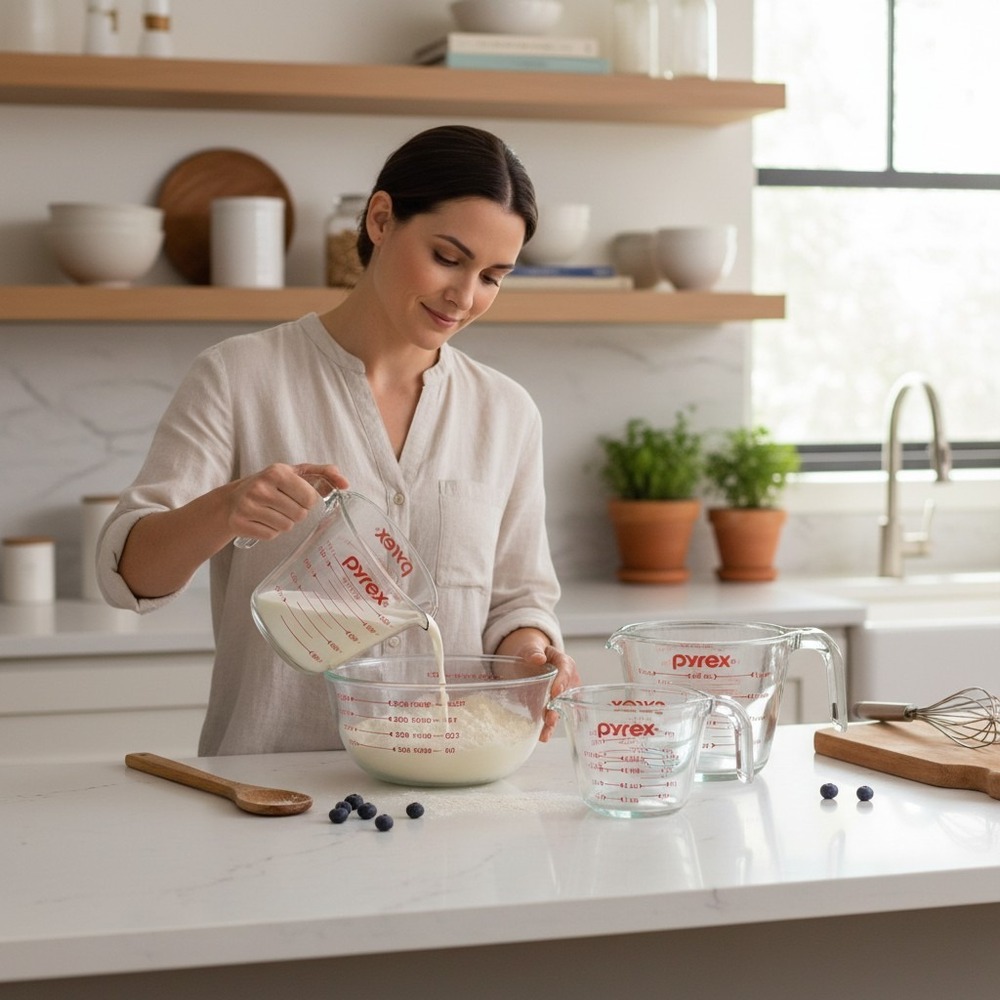 Pyrex Glass Measuring Cup Set 3-Piece Clear Kitchen Basics New